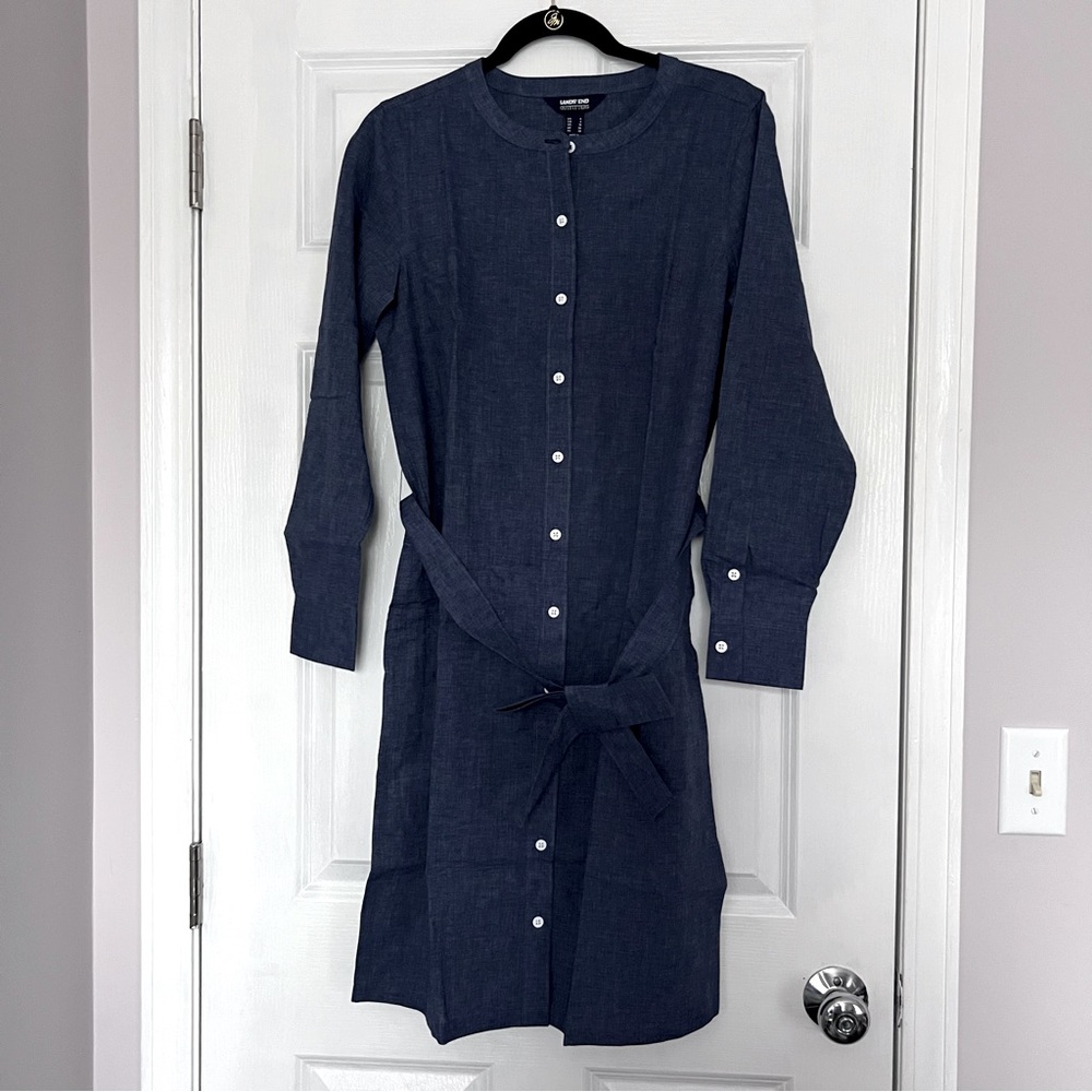 NEW Lands’ End Denim Button Down Dress